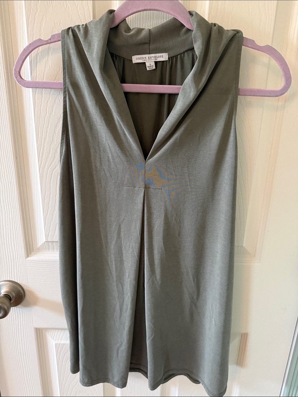 Green Envelope Sleeveless Hooded Tunic - Olive